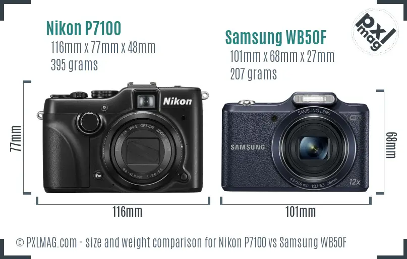 Nikon P7100 vs Samsung WB50F size comparison Nikon P7100 vs Samsung WB50F size comparison
