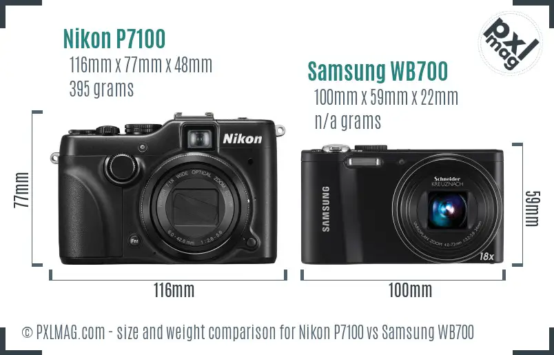 Nikon P7100 vs Samsung WB700 size comparison Nikon P7100 vs Samsung WB700 size comparison