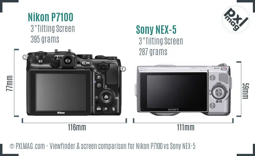 Nikon P7100 vs Sony NEX-5 Screen and Viewfinder comparison