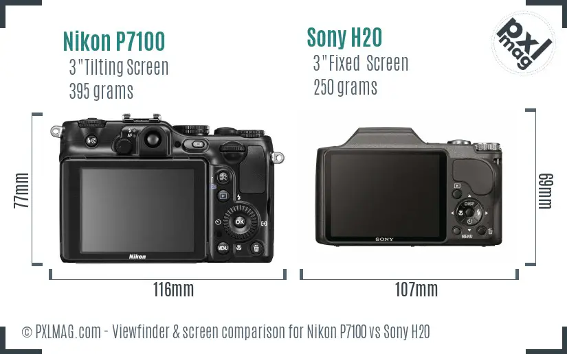 Nikon P7100 vs Sony H20 Screen and Viewfinder comparison