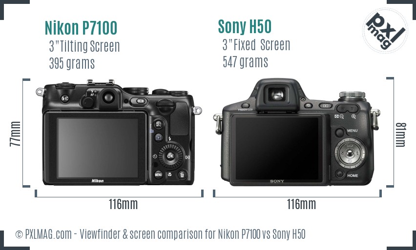 Nikon P7100 vs Sony H50 Screen and Viewfinder comparison