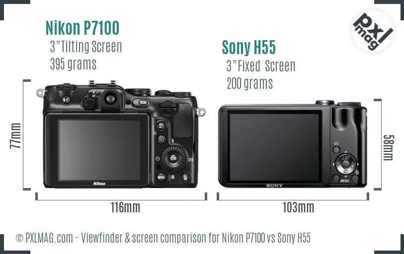 Nikon P7100 vs Sony H55 Screen and Viewfinder comparison