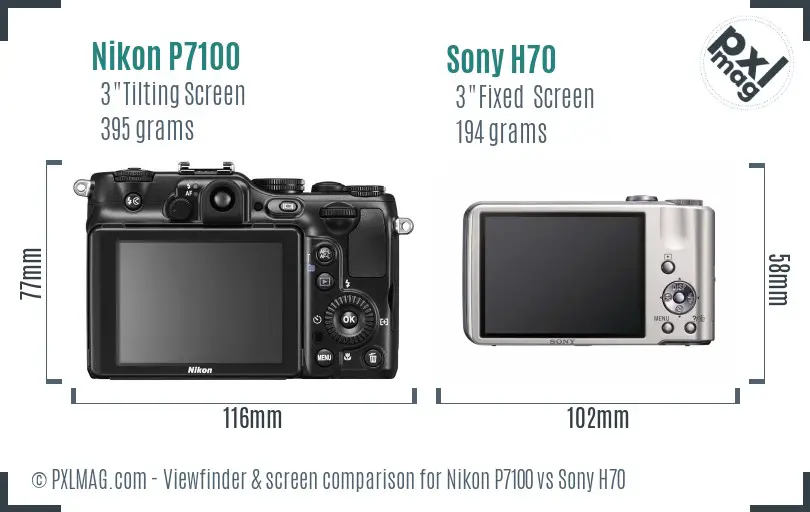 Nikon P7100 vs Sony H70 Screen and Viewfinder comparison
