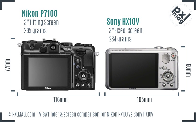 Nikon P7100 vs Sony HX10V Screen and Viewfinder comparison