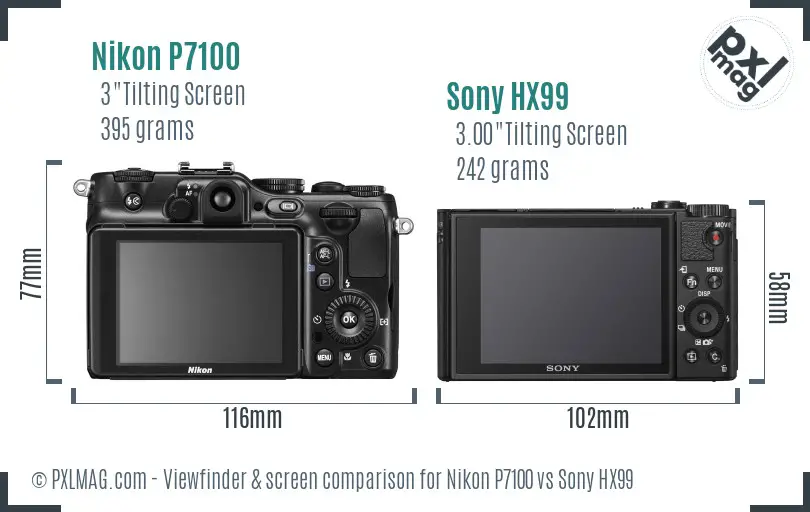 Nikon P7100 vs Sony HX99 Screen and Viewfinder comparison Nikon P7100 vs Sony HX99 Screen and Viewfinder comparison