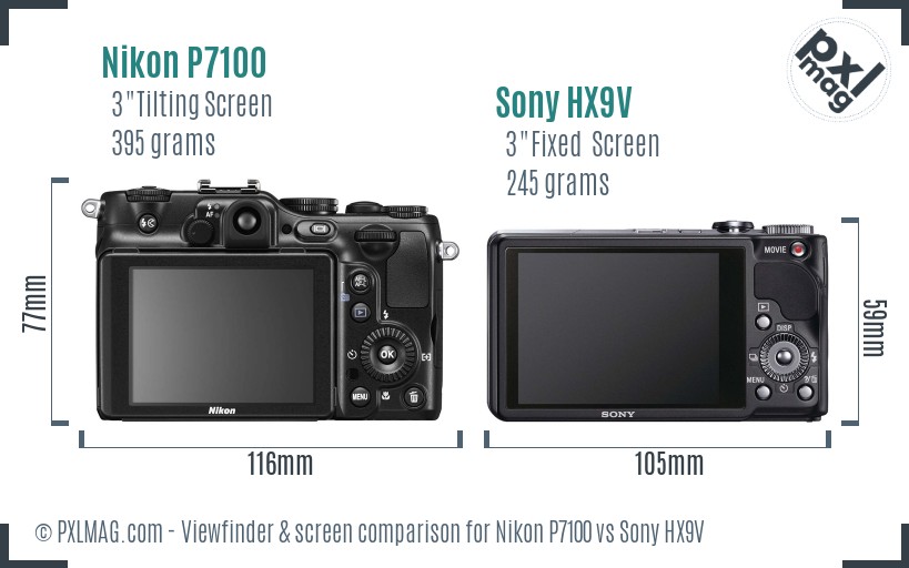 Nikon P7100 vs Sony HX9V Screen and Viewfinder comparison