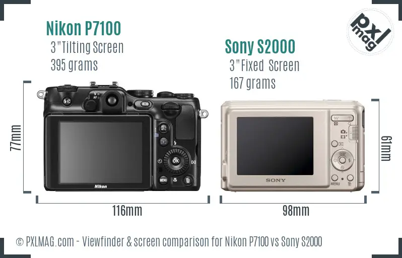 Nikon P7100 vs Sony S2000 Screen and Viewfinder comparison