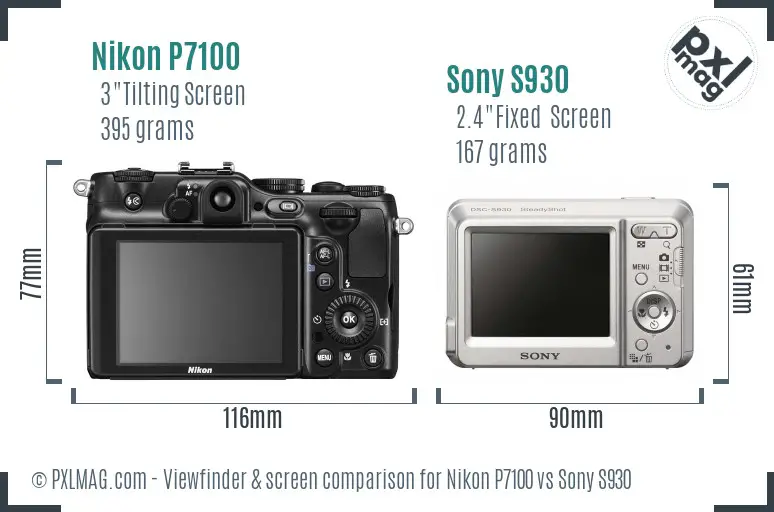 Nikon P7100 vs Sony S930 Screen and Viewfinder comparison