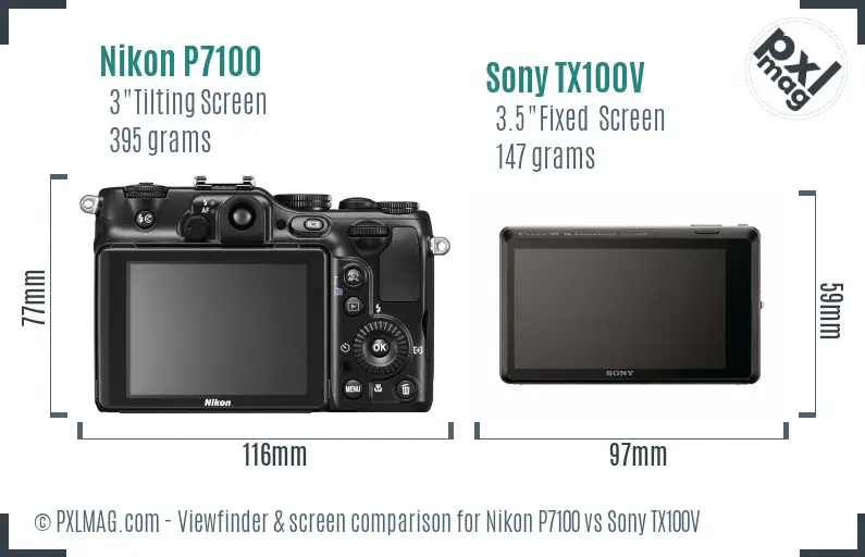 Nikon P7100 vs Sony TX100V Screen and Viewfinder comparison