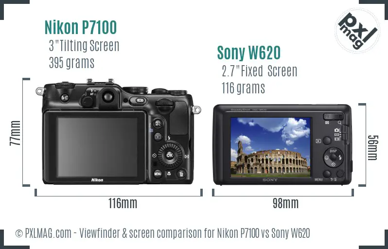 Nikon P7100 vs Sony W620 Screen and Viewfinder comparison Nikon P7100 vs Sony W620 Screen and Viewfinder comparison