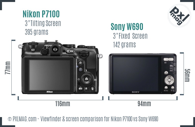 Nikon P7100 vs Sony W690 Screen and Viewfinder comparison