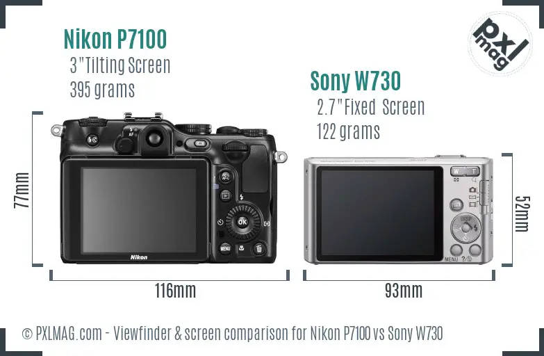 Nikon P7100 vs Sony W730 Screen and Viewfinder comparison