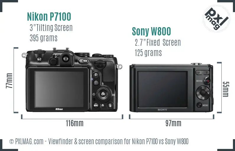 Nikon P7100 vs Sony W800 Screen and Viewfinder comparison