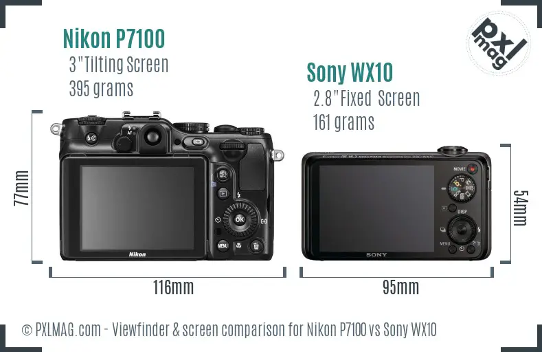 Nikon P7100 vs Sony WX10 Screen and Viewfinder comparison