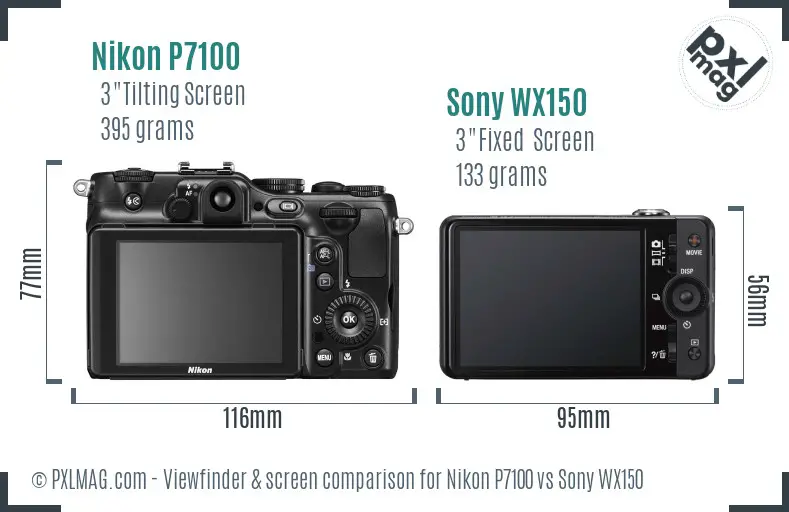 Nikon P7100 vs Sony WX150 Screen and Viewfinder comparison Nikon P7100 vs Sony WX150 Screen and Viewfinder comparison