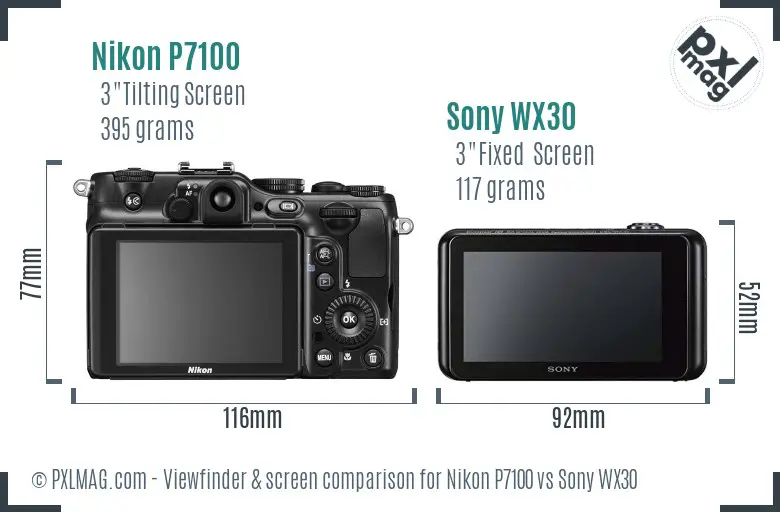 Nikon P7100 vs Sony WX30 Screen and Viewfinder comparison Nikon P7100 vs Sony WX30 Screen and Viewfinder comparison