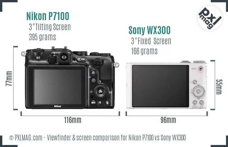 Nikon P7100 vs Sony WX300 Screen and Viewfinder comparison