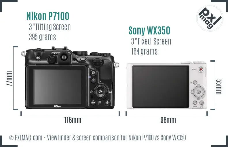 Nikon P7100 vs Sony WX350 Screen and Viewfinder comparison Nikon P7100 vs Sony WX350 Screen and Viewfinder comparison