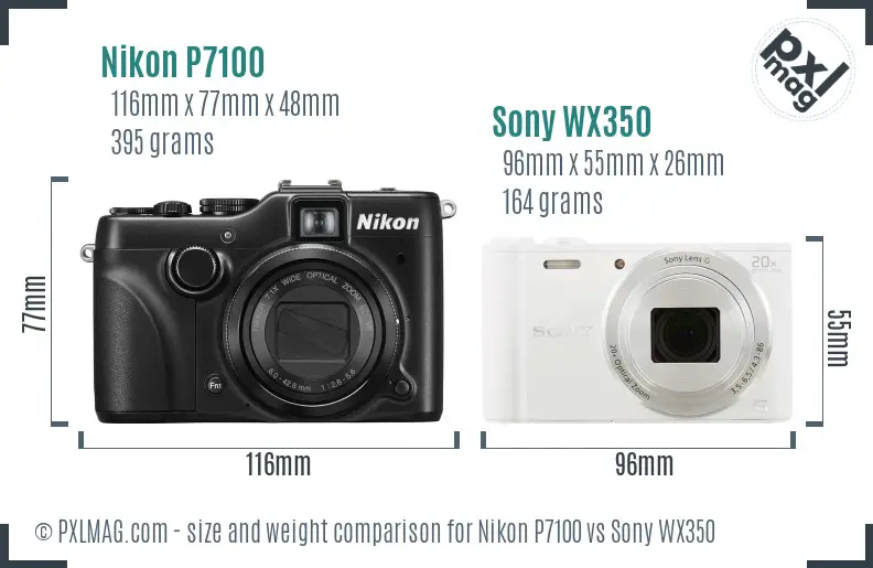 Nikon P7100 vs Sony WX350 size comparison Nikon P7100 vs Sony WX350 size comparison