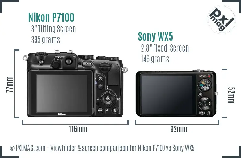 Nikon P7100 vs Sony WX5 Screen and Viewfinder comparison