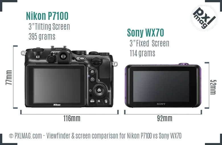 Nikon P7100 vs Sony WX70 Screen and Viewfinder comparison