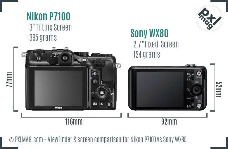 Nikon P7100 vs Sony WX80 Screen and Viewfinder comparison