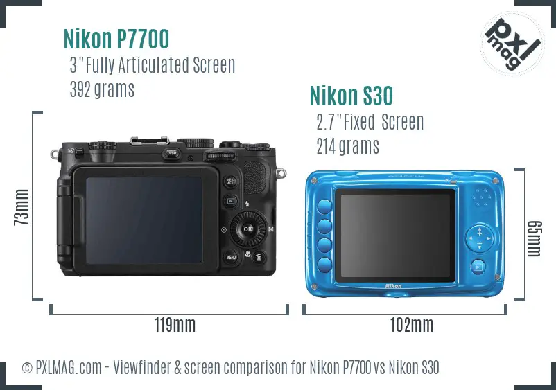 Nikon P7700 vs Nikon S30 Screen and Viewfinder comparison