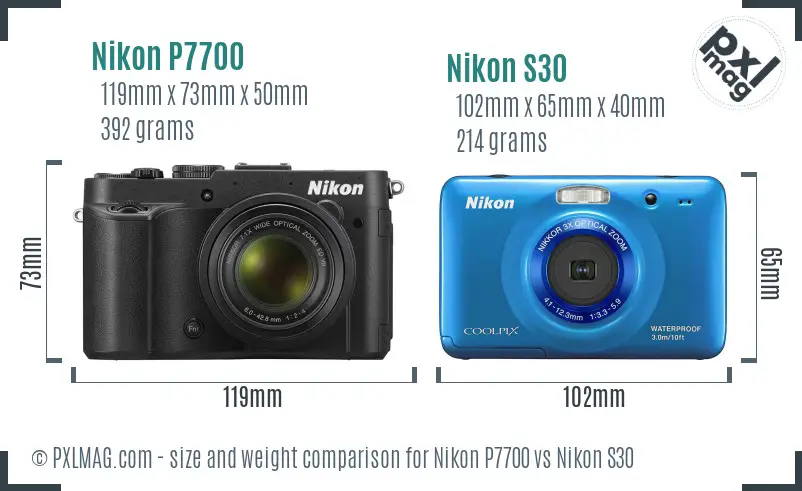 Nikon P7700 vs Nikon S30 size comparison
