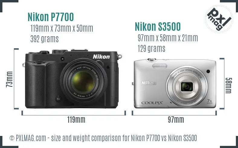 Nikon P7700 vs Nikon S3500 size comparison