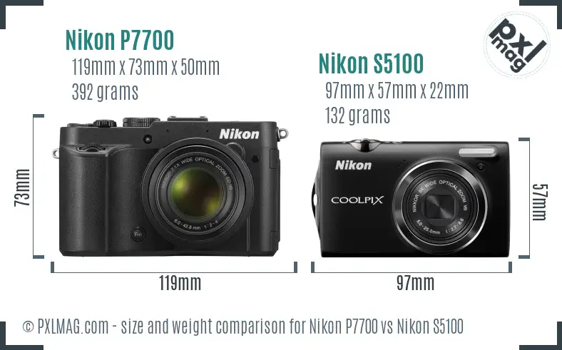 Nikon P7700 vs Nikon S5100 size comparison