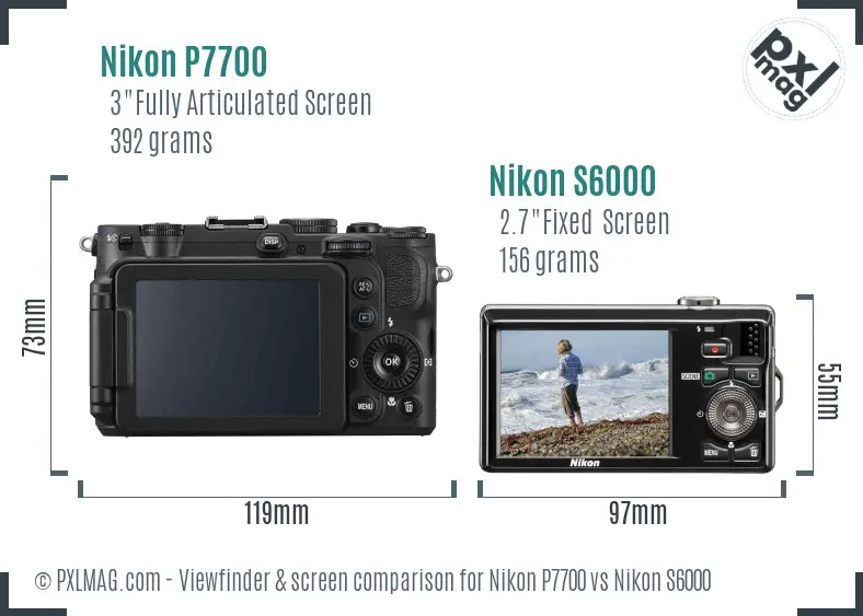 Nikon P7700 vs Nikon S6000 Screen and Viewfinder comparison