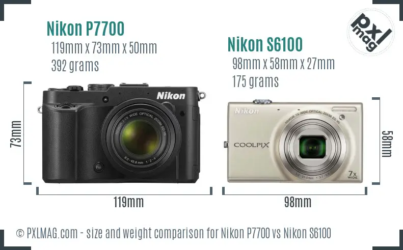 Nikon P7700 vs Nikon S6100 size comparison