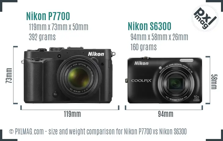 Nikon P7700 vs Nikon S6300 size comparison