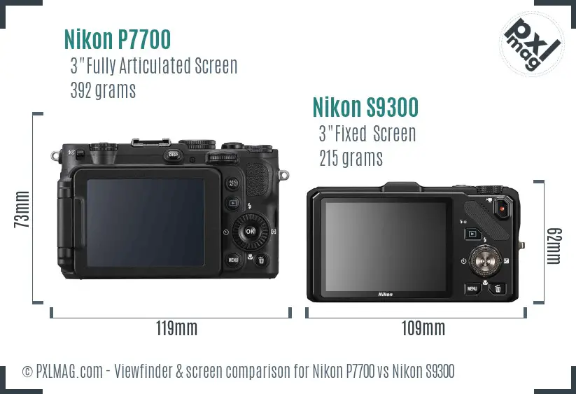 Nikon P7700 vs Nikon S9300 Screen and Viewfinder comparison