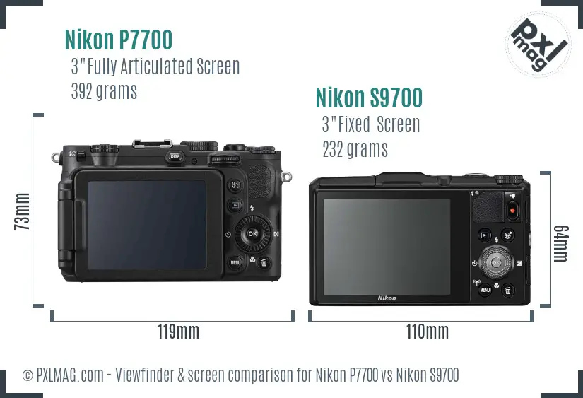 Nikon P7700 vs Nikon S9700 Screen and Viewfinder comparison