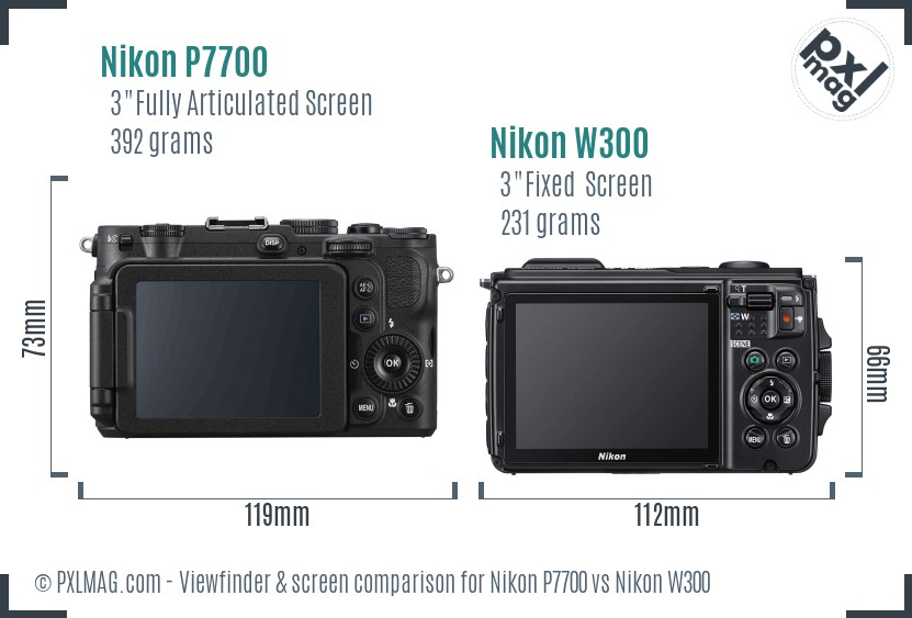 Nikon P7700 vs Nikon W300 Screen and Viewfinder comparison