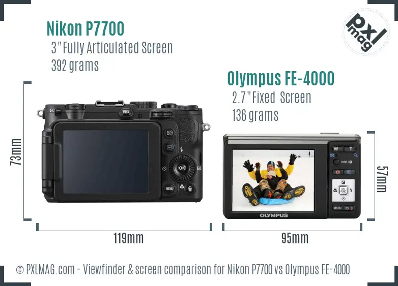 Nikon P7700 vs Olympus FE-4000 Screen and Viewfinder comparison