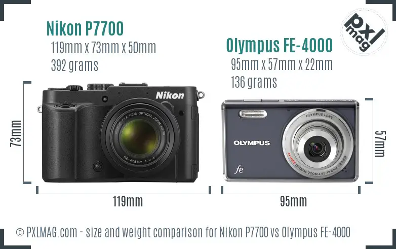 Nikon P7700 vs Olympus FE-4000 size comparison
