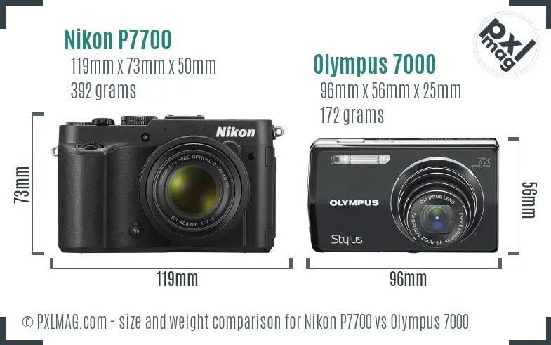 Nikon P7700 vs Olympus 7000 size comparison