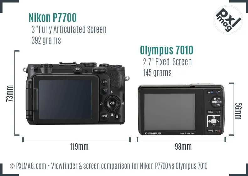 Nikon P7700 vs Olympus 7010 Screen and Viewfinder comparison