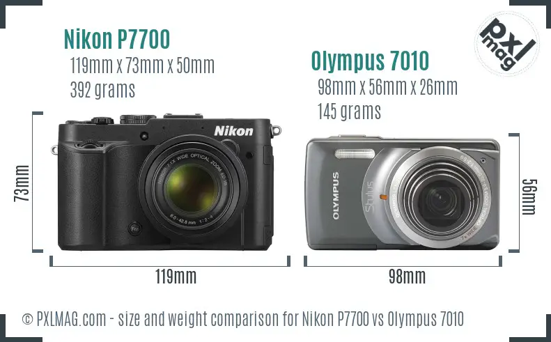 Nikon P7700 vs Olympus 7010 size comparison