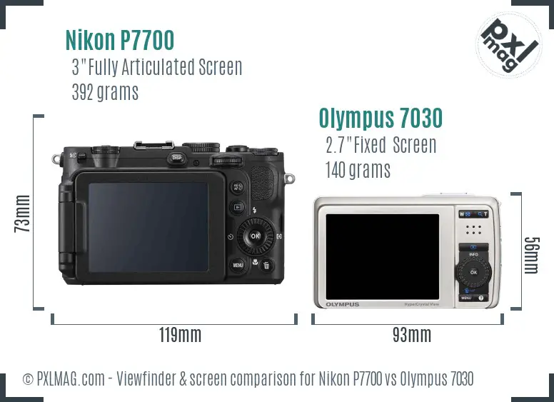 Nikon P7700 vs Olympus 7030 Screen and Viewfinder comparison