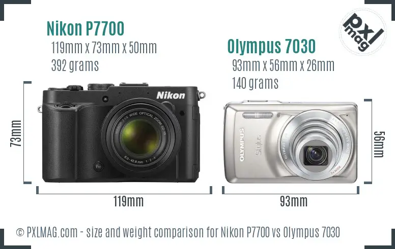 Nikon P7700 vs Olympus 7030 size comparison