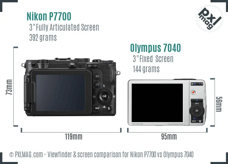 Nikon P7700 vs Olympus 7040 Screen and Viewfinder comparison