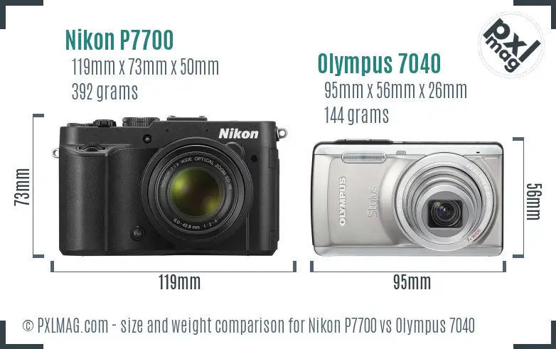 Nikon P7700 vs Olympus 7040 size comparison