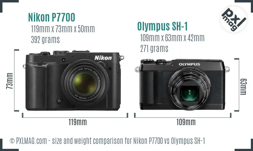 Nikon P7700 vs Olympus SH-1 size comparison Nikon P7700 vs Olympus SH-1 size comparison