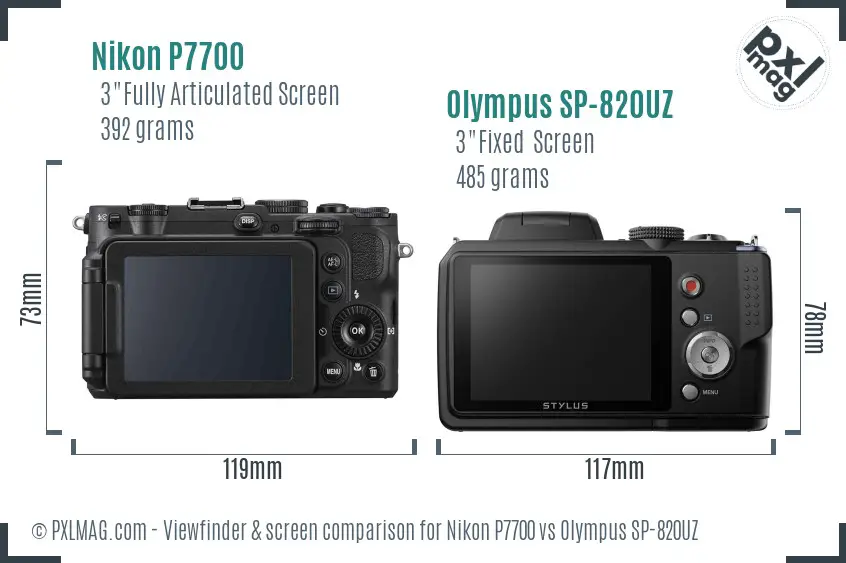 Nikon P7700 vs Olympus SP-820UZ Screen and Viewfinder comparison Nikon P7700 vs Olympus SP-820UZ Screen and Viewfinder comparison