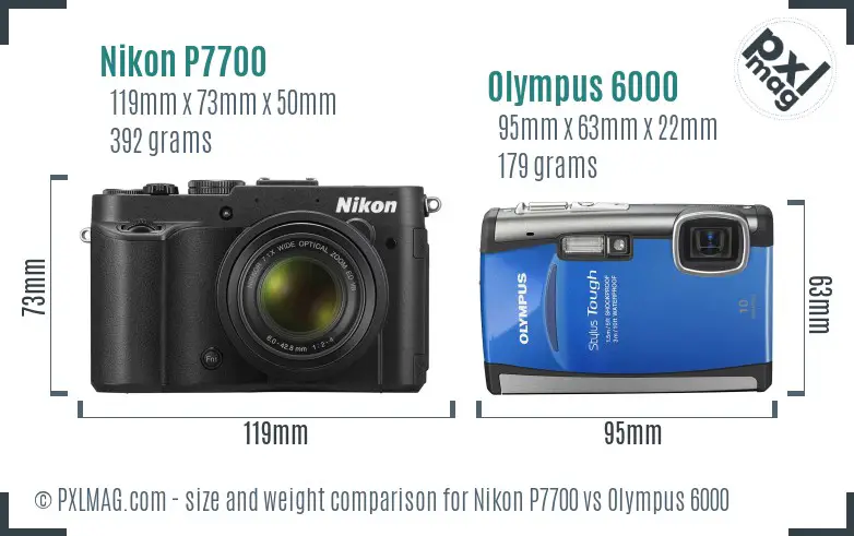 Nikon P7700 vs Olympus 6000 size comparison