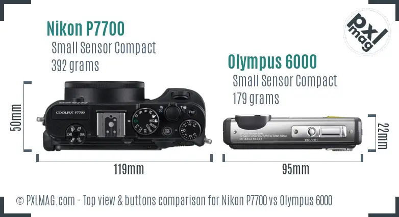 Nikon P7700 vs Olympus 6000 top view buttons comparison