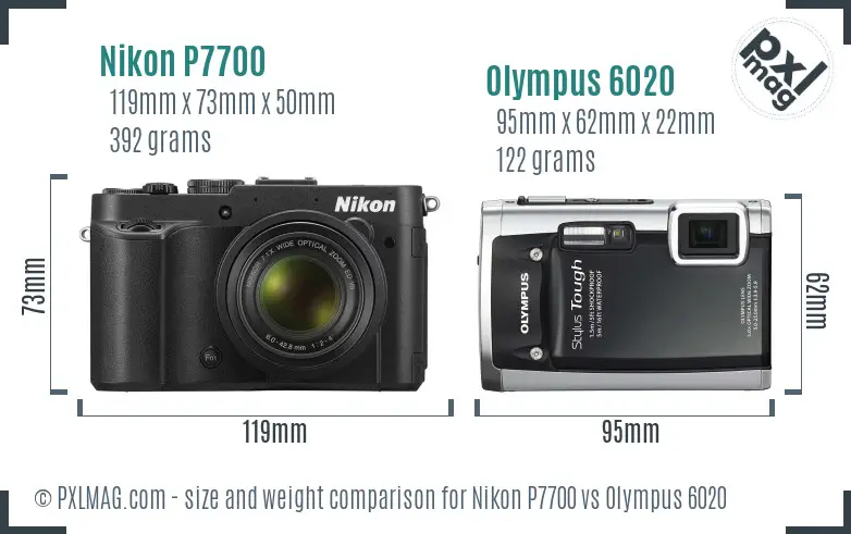 Nikon P7700 vs Olympus 6020 size comparison